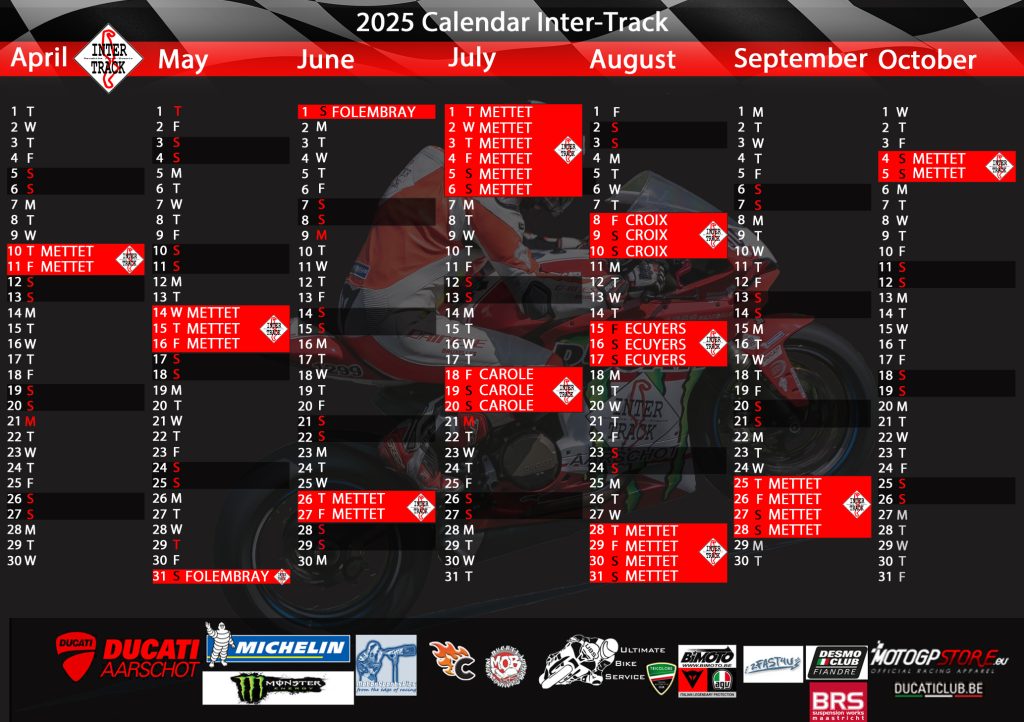 Circuitdagen kalender van Inter-Track voor het seizoen 2025 design by MotorSportsPics